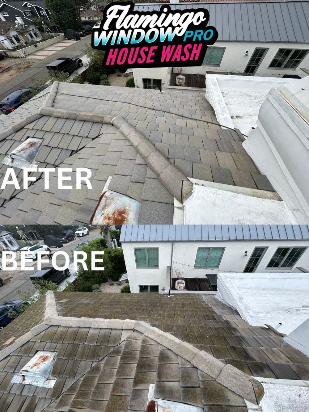 Home with trees and an orange sunset